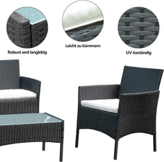 Jopassy Polyrattan Balkonmöbel Set mit Sitzkissen, Lounge-Set für Balkon & Terrasse