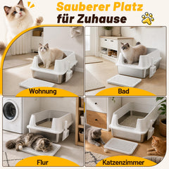 Jopassy Offenes Edelstahl Katzenklo XXXL 71 × 51 × 30 cm mit hohem Rand