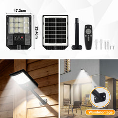 Jopassy Solar Straßenleuchte 200–1000W mit Bewegungsmelder Fernbedienung und Akkuanzeige IP65