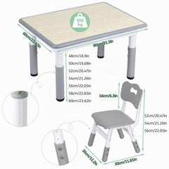 Jopassy Kindertisch 60/80/120 cm 7-fach höhenverstellbar als Mal- und Schreibtisch