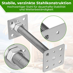 Jopassy Höhenverstellbarer Pfostenträger Silber für Carport Pergola Zaun