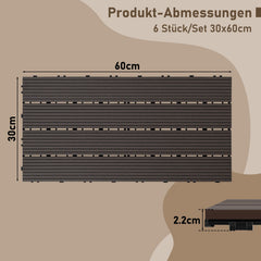 Jopassy WPC Terrassenfliesen 30x60 cm, Klickfliesen für Balkon & Garten, 1–5 m²