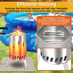 Brennholz Poolheizung Edelstahl