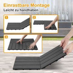 Jopassy WPC Terrassenfliesen 30x30 cm, Klickfliesen für Garten