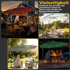 Jopassy Sonnenschirm 300/350 cm, Ampelschirm mit LED Solar, Kurbelschirm Sonnenschutz