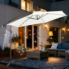 Jopassy Sonnenschirm 300/350 cm, Ampelschirm mit LED Solar, Kurbelschirm Sonnenschutz
