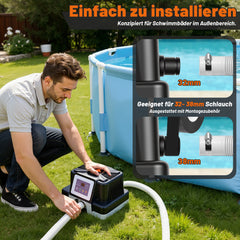 Jopassy Poolheizung elektrisch 3000W – elektrische Poolheizung mit Digitaldisplay, FI-Schutz, Kippschutz, 32-38 mm Anschluss für Pool & Aufstellbecken