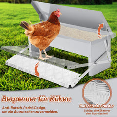 Jopassy Hühner Futterautomat 5 kg mit automatischem Pedal und wasserfestem Deckel