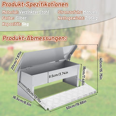 Jopassy Hühner Futterautomat 5 kg mit automatischem Pedal und wasserfestem Deckel