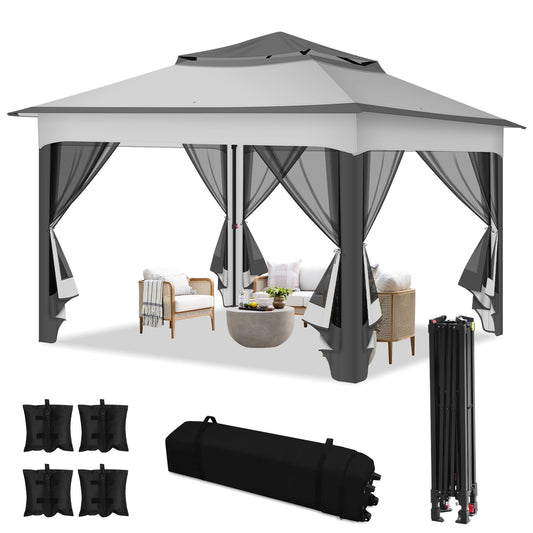 Jopassy Pavillon 3x3 m wasserdicht mit Moskitonetz und Doppeldach für Garten