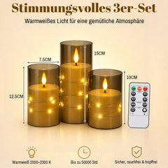 Jopassy LED Kerzen 3er/5er Set mit Lichterkette Fernbedienung und Timer