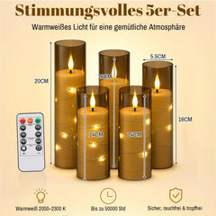 Jopassy LED Kerzen 3er/5er Set mit Lichterkette Fernbedienung und Timer