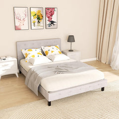 Jopassy Polsterbett 120/140×200 cm in Hellgrau mit Kopfteil und Lattenrost