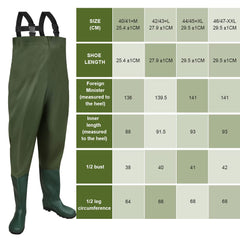 Jopassy Wathose Anglerhose wasserdicht 70D Nylon PVC mit Gummistiefeln