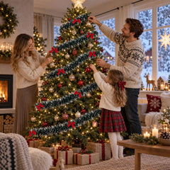 Jopassy Weihnachtsgirlande 10/12/15 m mit Deko-Schleifen für Innen und Außen