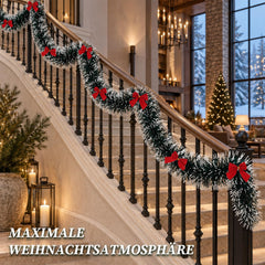 Jopassy Weihnachtsgirlande 10/12/15 m mit Deko-Schleifen für Innen und Außen