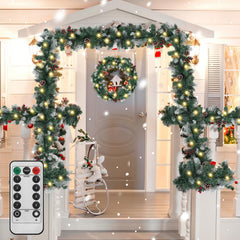Jopassy Weihnachtsgirlande 2,7 m mit LED Beleuchtung und Fernbedienung