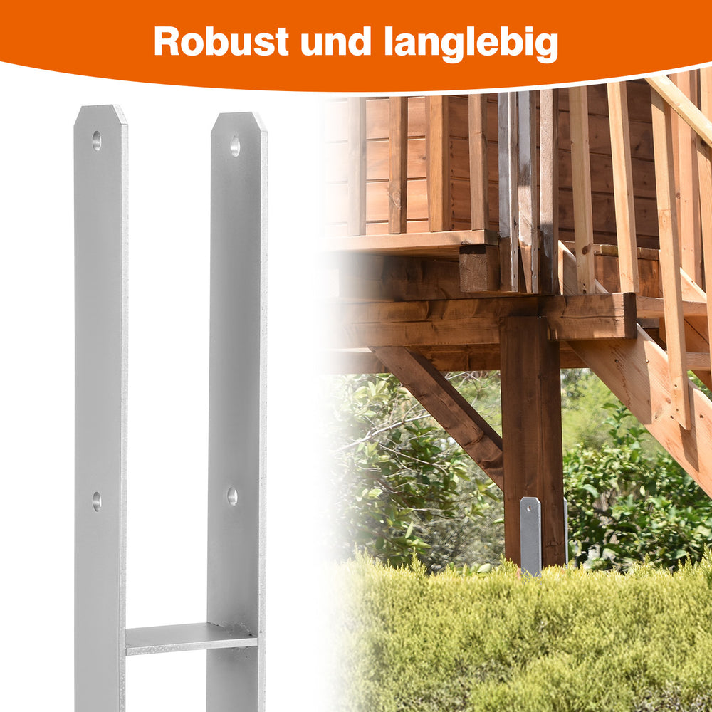 Jopassy H-Pfostenträger, H-Anker Pfostenanker, Stahl korrosionsgeschützt Gabelweite 81-141 mm