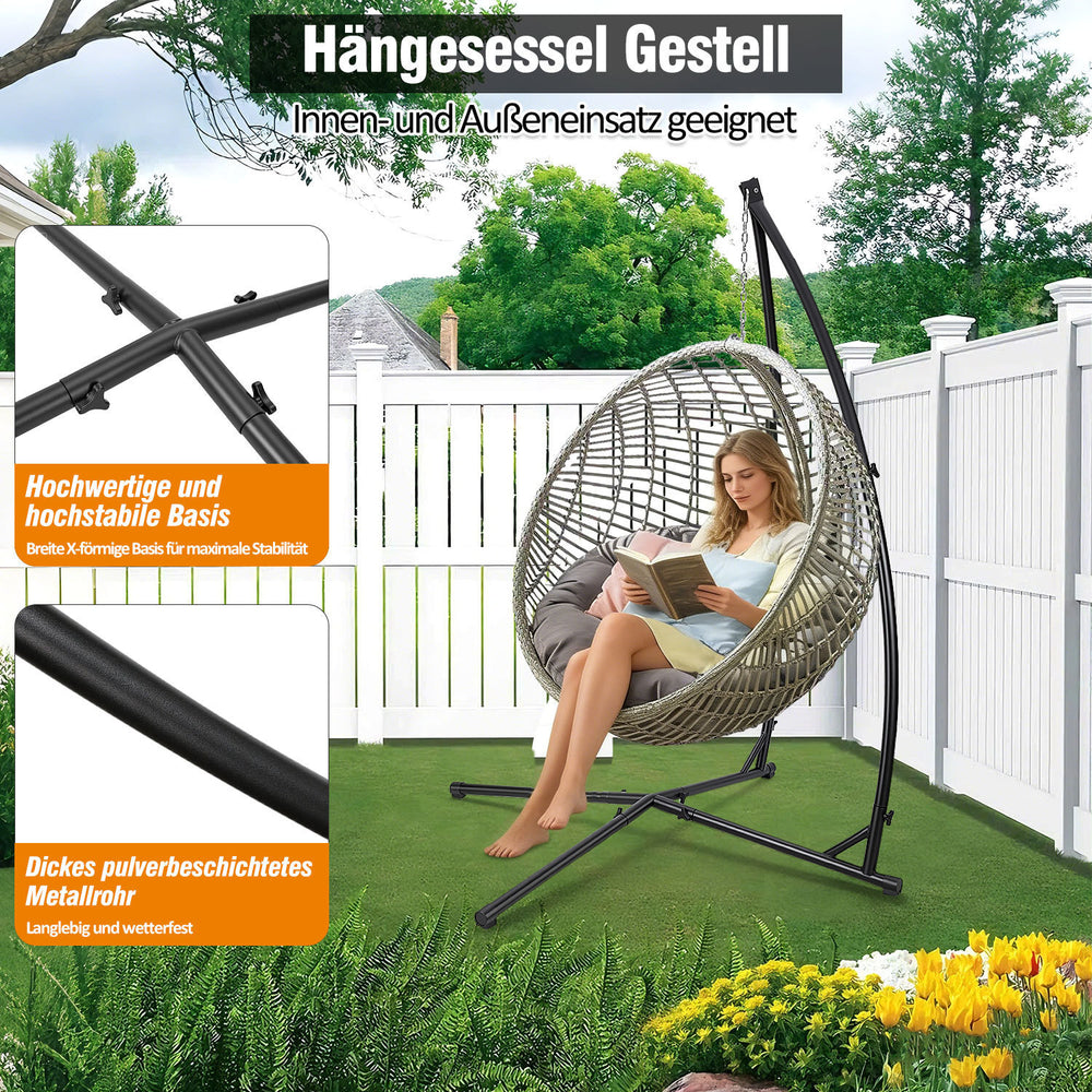 Jopassy Hängesessel Gestell aus Metall – Hängestuhlgestell / Hängesitzständer bis 150 kg für Hängesessel, Indoor & Outdoor