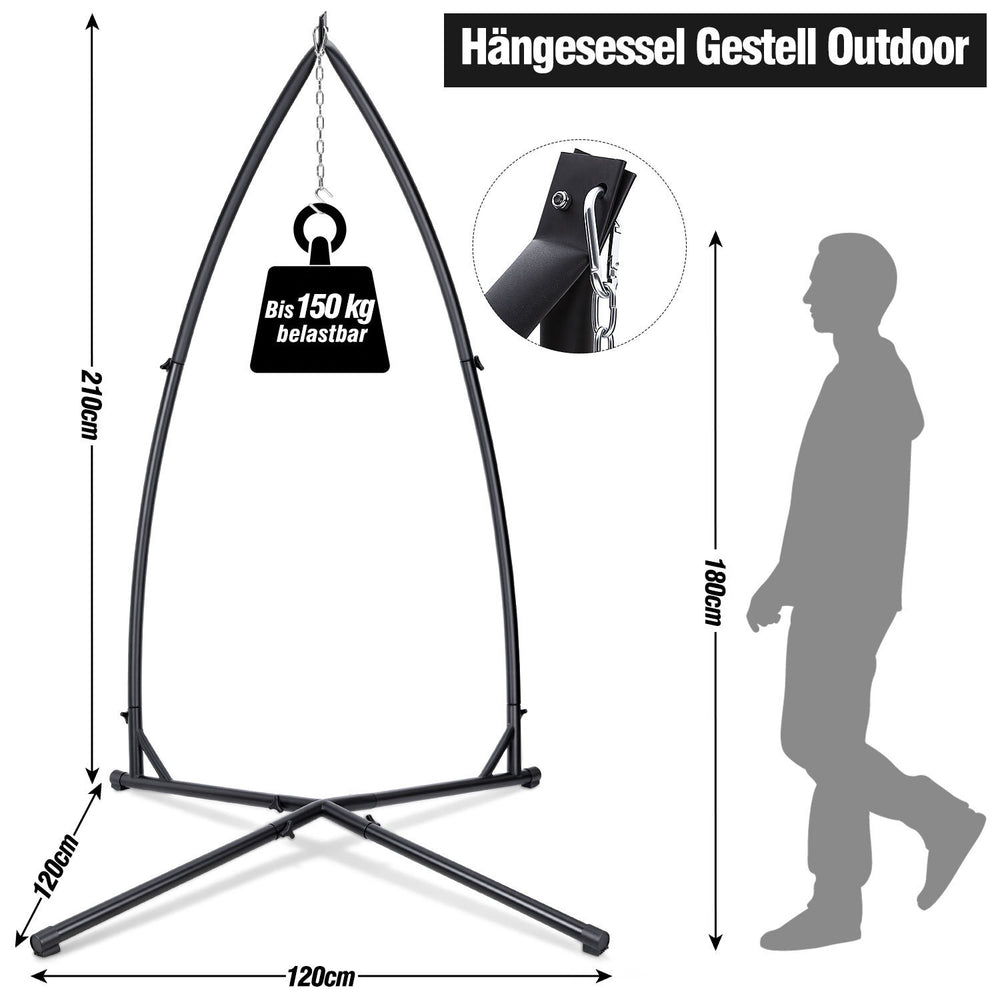 Jopassy Hängesessel Gestell aus Metall – Hängestuhlgestell / Hängesitzständer bis 150 kg für Hängesessel, Indoor & Outdoor