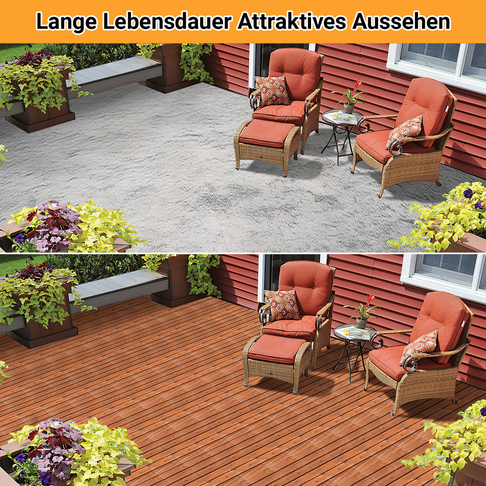Jopassy Holzfliesen aus Akazienholz 30 × 30 cm, rutschfeste Klickfliesen für Balkon, Terrasse & Garten, 11 Stück = 1 m², Terrassenfliesen mit Kunststoff-Unterbau