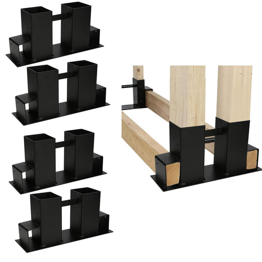 Jopassy Holzstapelhilfe 4 Stück Schwarz für Brennholz und Kaminholz