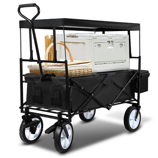 Jopassy Bollerwagen faltbar mit Dach 77 x 55,8 x 22 cm 80 kg für Camping und Garten