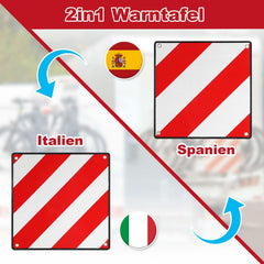Jopassy 2in1 Warntafel für Italien und Spanien aus Aluminium für Fahrradträger Camping
