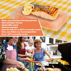 Jopassy Salzplatte zum Grillen 20x30 cm mit Eisenplatte für BBQ