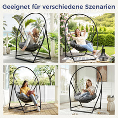 Jopassy Hängesessel mit Gestell und Kissen, höhenverstellbar bis 150 kg, für Garten und Balkon