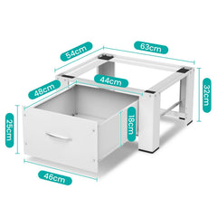 Jopassy Waschmaschinen Untergestell mit Schublade 63x54x32 cm für Waschmaschine und Trockner