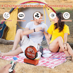 Jopassy Akku Ventilator 20000mAh Camping Ventilator mit LED Laterne und Haken
