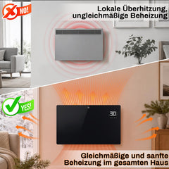 Jopassy WLAN Konvektor Heizung 2000/2500W mit Thermostat und Glasfront