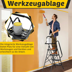 Jopassy Klappleiter 4 Stufen 146 cm mit Handlauf und Werkzeugablage