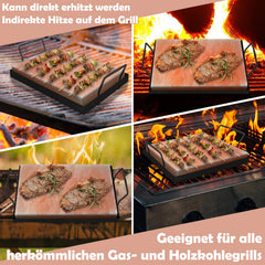 Jopassy Salzplatte zum Grillen 20x30 cm mit Eisenplatte für BBQ