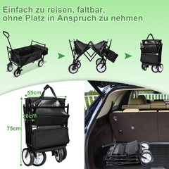 Jopassy Bollerwagen faltbar mit Dach 77 x 55,8 x 22 cm 80 kg für Camping und Garten