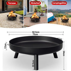 Jopassy Feuerschale Ø82,5 cm Feuerstelle Garten mit Griffen