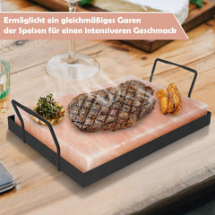 Jopassy Salzplatte zum Grillen 20x30 cm mit Eisenplatte für BBQ