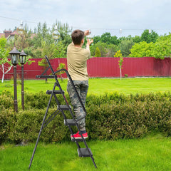 Jopassy Klappleiter 4 Stufen 146 cm mit Handlauf und Werkzeugablage
