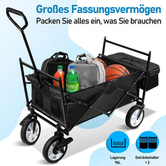 Jopassy Bollerwagen faltbar mit Dach 77 x 55,8 x 22 cm 80 kg für Camping und Garten