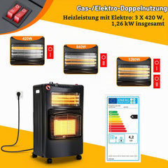 Jopassy Gasheizer 4200W mit Elektroheizung 1260W für Propan Butan bis 15 kg