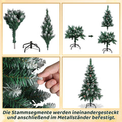 Jopassy Künstlicher Weihnachtsbaum 120–210 cm mit Tannenzapfen und Schneespitzen