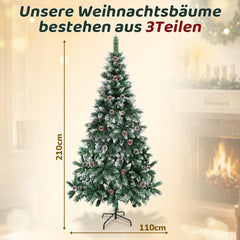 Jopassy Künstlicher Weihnachtsbaum 120–210 cm mit Tannenzapfen und Schneespitzen