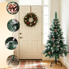 Jopassy Künstlicher Weihnachtsbaum 120–210 cm mit Tannenzapfen und Schneespitzen