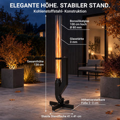 Jopassy Pelletfackel 138 cm mit Borosilikatglas für Garten und Terrasse