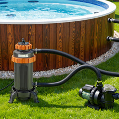 Jopassy Poolheizung elektrisch 3 kW, Pool Heizung bis 45 °C, mit Digitalanzeige & FI-Schutz, Anschluss 32–38 mm, für kleine Pools, Aufstellpools & Whirlpools