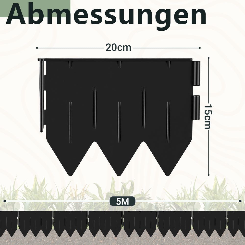 Jopassy Rasenkante aus PP-Kunststoff – flexible Beeteinfassung / Beetumrandung für Garten, Rasen & Blumenbeet, 5 m / 10 m / 20 m