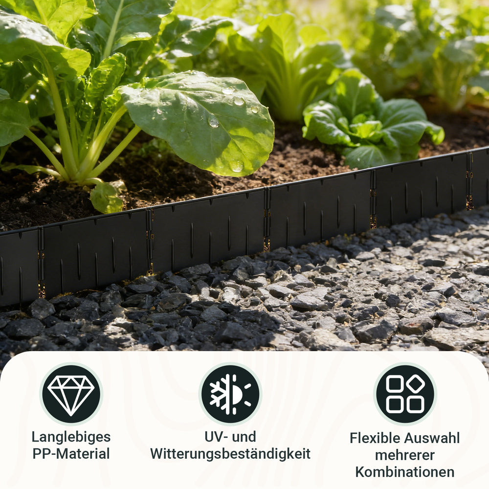 Jopassy Rasenkante aus PP-Kunststoff – flexible Beeteinfassung / Beetumrandung für Garten, Rasen & Blumenbeet, 5 m / 10 m / 20 m