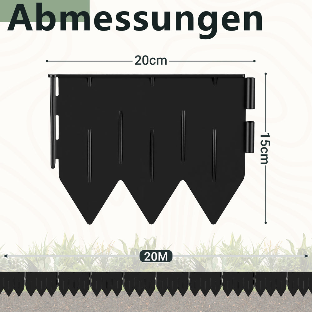 Jopassy Rasenkante aus PP-Kunststoff – flexible Beeteinfassung / Beetumrandung für Garten, Rasen & Blumenbeet, 5 m / 10 m / 20 m