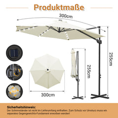 Jopassy Sonnenschirm Ampelschirm 300 x 300 cm, Rund Wasserdicht Terrassenschirm